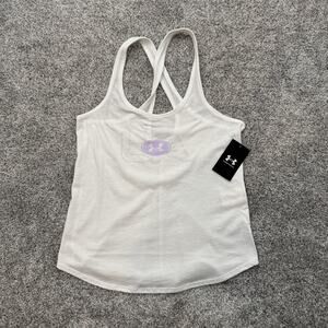 Under Armour Shirt Womens XS White Racerback Tank Top Lightweight Gym Athletic